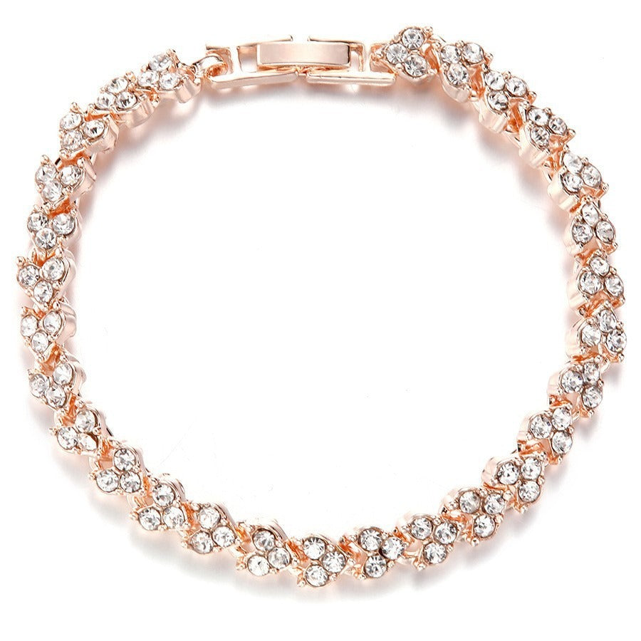 Heart Shaped Roman Crystal Bracelet With Diamond And Silver Plated Fashion Bracelet