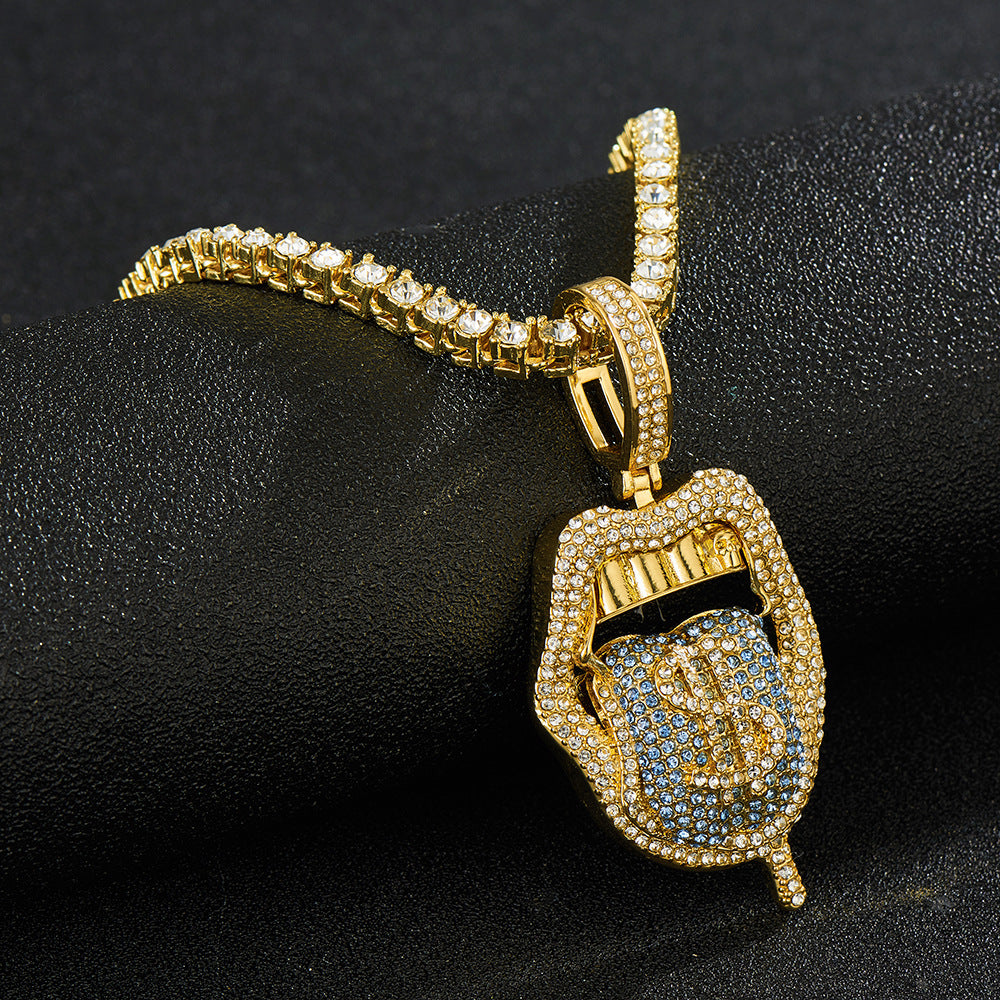 New Tennis Chain Skull Lips Tongue Fashion Accessories Cuban Pendant Single Row Chain Tennis Chain