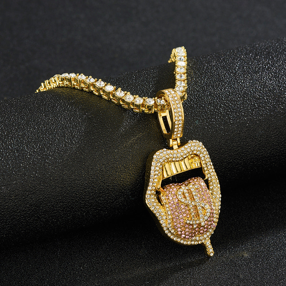 New Tennis Chain Skull Lips Tongue Fashion Accessories Cuban Pendant Single Row Chain Tennis Chain