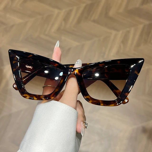 New Design Fashion Big Frames Cat Eye Sunglasses Women Trend Luxury Brand Shades Female Eyewear