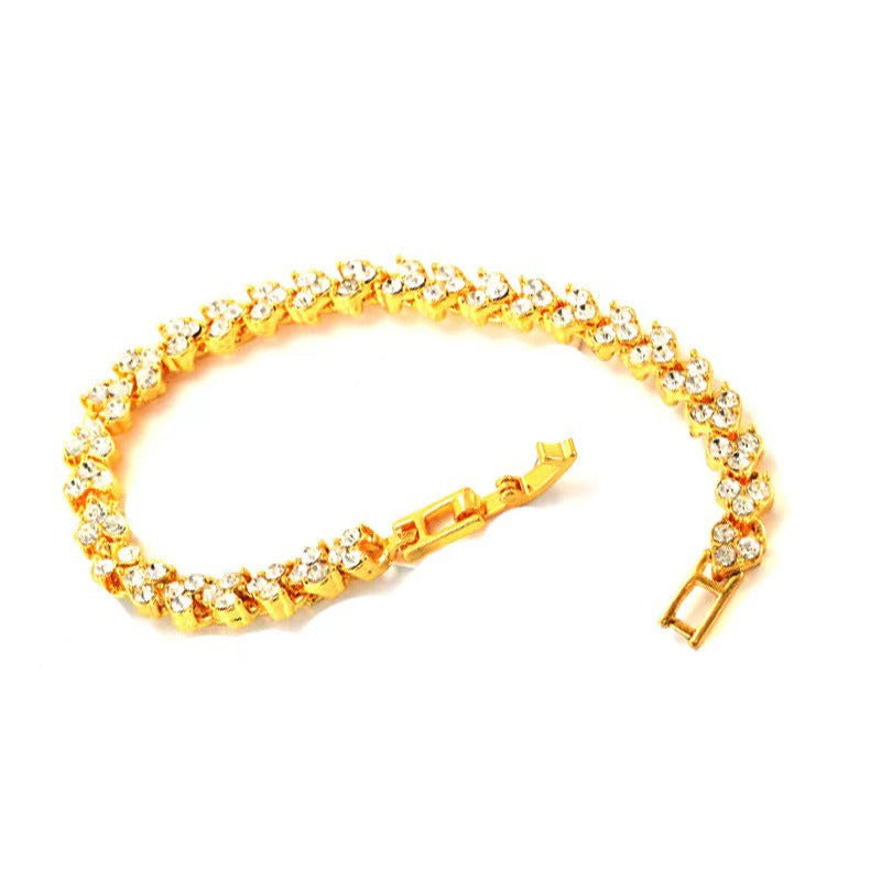 Heart Shaped Roman Crystal Bracelet With Diamond And Silver Plated Fashion Bracelet