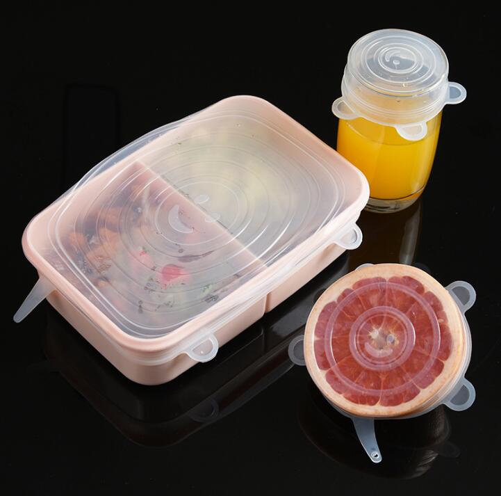6 Pcs/Set Food Silicone Cover Cap Universal Silicone Lids For Cookware Bowl Reusable Stretch Lids Kitchen Accessories