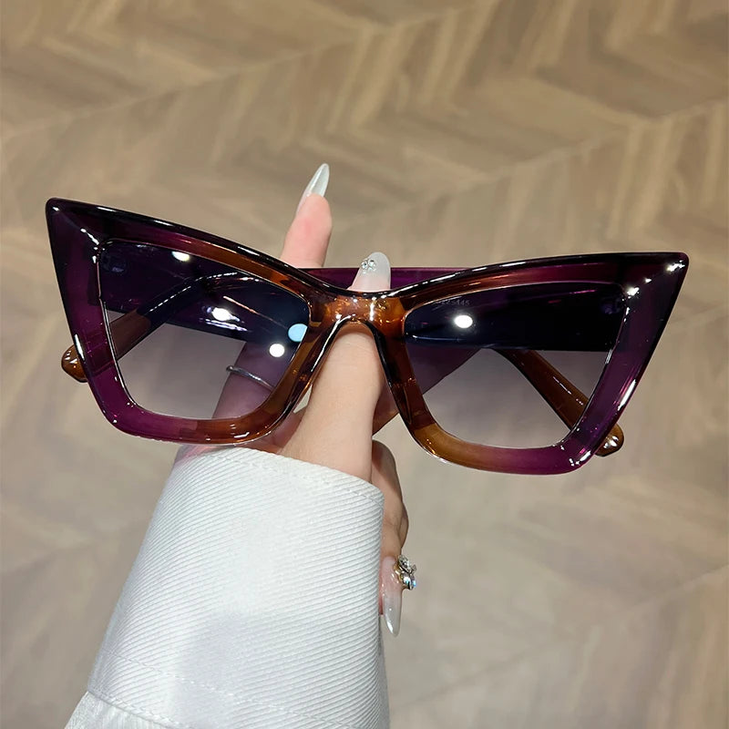 New Design Fashion Big Frames Cat Eye Sunglasses Women Trend Luxury Brand Shades Female Eyewear