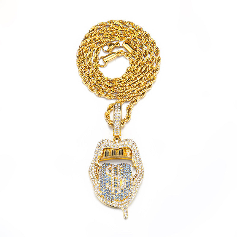 New Tennis Chain Skull Lips Tongue Fashion Accessories Cuban Pendant Single Row Chain Tennis Chain