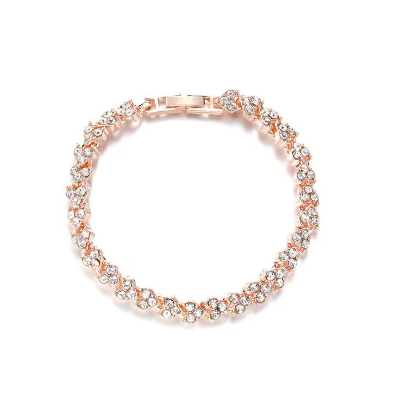 Heart Shaped Roman Crystal Bracelet With Diamond And Silver Plated Fashion Bracelet