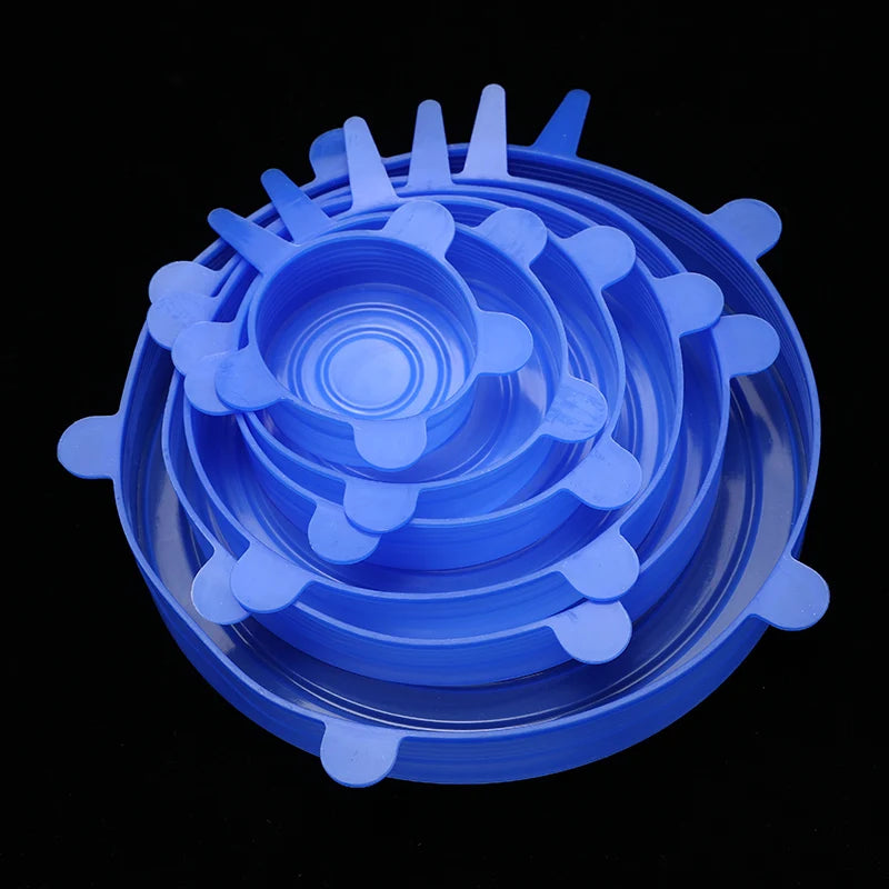 6 Pcs/Set Food Silicone Cover Cap Universal Silicone Lids For Cookware Bowl Reusable Stretch Lids Kitchen Accessories