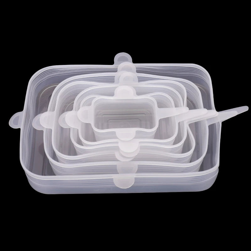 6 Pcs/Set Food Silicone Cover Cap Universal Silicone Lids For Cookware Bowl Reusable Stretch Lids Kitchen Accessories