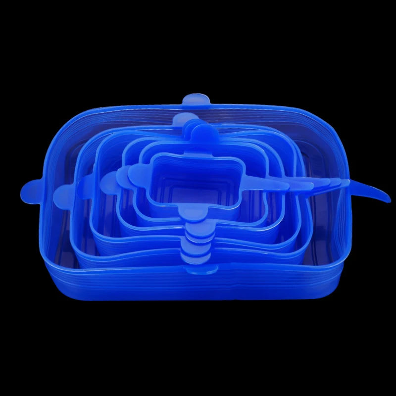 6 Pcs/Set Food Silicone Cover Cap Universal Silicone Lids For Cookware Bowl Reusable Stretch Lids Kitchen Accessories